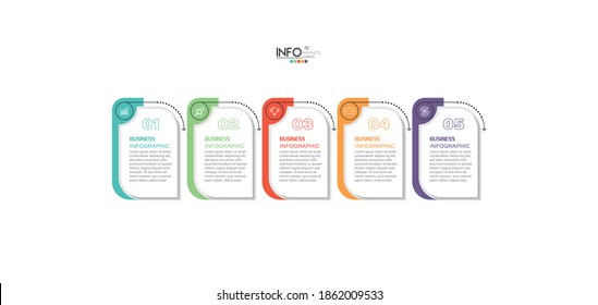 vector illustration Infographic design template with icons and 5 options or steps. Can be used for process, presentations, layout, banner,info graph.