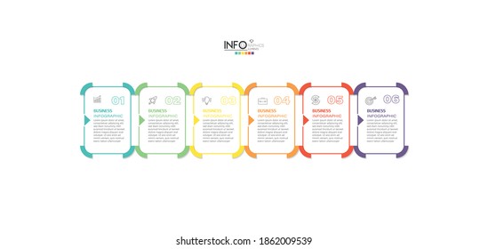 vector illustration Infographic design template with icons and 6 options or steps. Can be used for process, presentations, layout, banner,info graph.