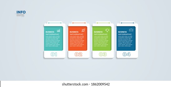 ilustración vectorial Plantilla de diseño infográfico con iconos y 4 opciones o pasos. Se puede usar para procesos, presentaciones, diseño, banner, gráfico de información.