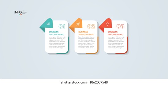 ilustración vectorial Plantilla de diseño infográfico con iconos y 3 opciones o pasos. Se puede usar para procesos, presentaciones, diseño, banner, gráfico de información.