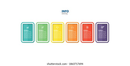 ilustración vectorial Plantilla de diseño infográfico con iconos y 6 opciones o pasos. Se puede usar para procesos, presentaciones, diseño, banner, gráfico de información.