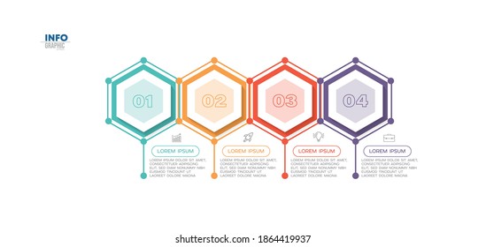 ilustración vectorial Plantilla de diseño infográfico con iconos y 4 opciones o pasos. Se puede usar para procesos, presentaciones, diseño, banner, gráfico de información.