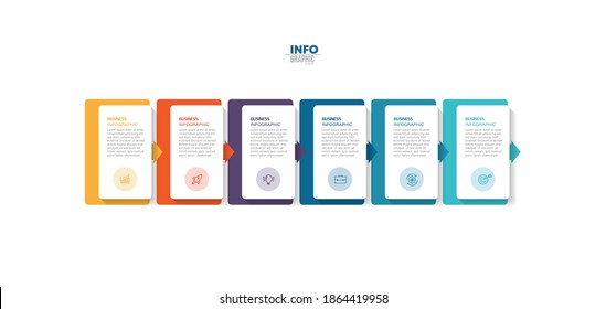 ilustración vectorial Plantilla de diseño infográfico con iconos y 6 opciones o pasos. Se puede usar para procesos, presentaciones, diseño, banner, gráfico de información.