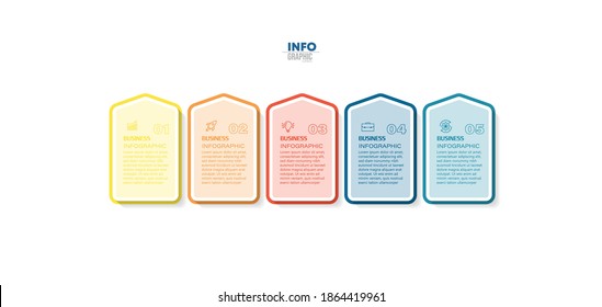 ilustración vectorial Plantilla de diseño infográfico con iconos y 5 opciones o pasos. Se puede usar para procesos, presentaciones, diseño, banner, gráfico de información.