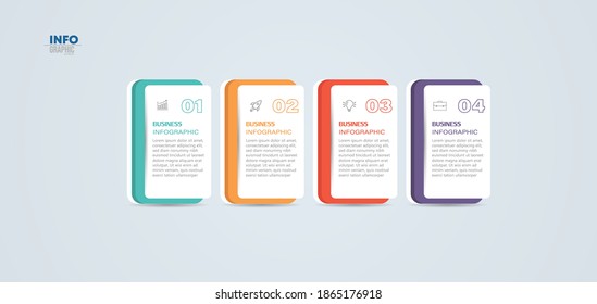 ilustración vectorial Plantilla de diseño infográfico con iconos y 4 opciones o pasos. Se puede usar para procesos, presentaciones, diseño, banner, gráfico de información.