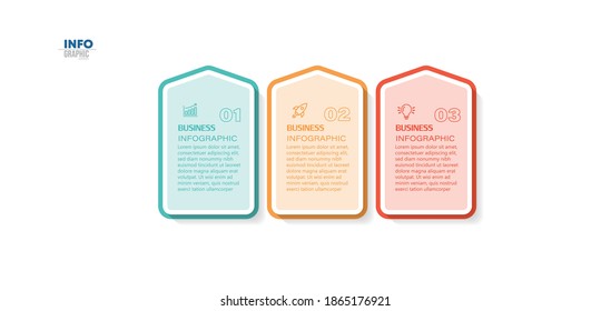 ilustración vectorial Plantilla de diseño infográfico con iconos y 3 opciones o pasos. Se puede usar para procesos, presentaciones, diseño, banner, gráfico de información.