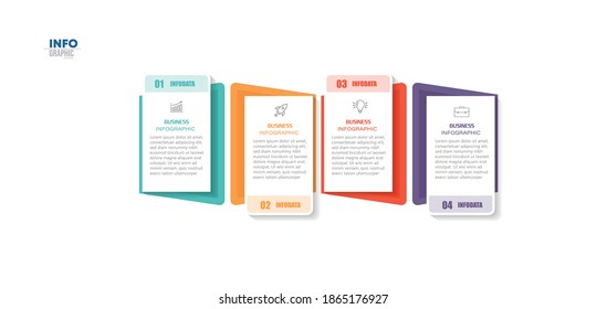 ilustración vectorial Plantilla de diseño infográfico con iconos y 4 opciones o pasos. Se puede usar para procesos, presentaciones, diseño, banner, gráfico de información.