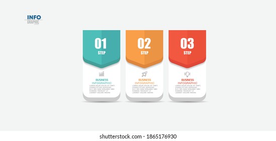 ilustración vectorial Plantilla de diseño infográfico con iconos y 3 opciones o pasos. Se puede usar para procesos, presentaciones, diseño, banner, gráfico de información.