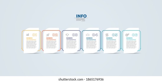 vector illustration Infographic design template with icons and 6 options or steps. Can be used for process, presentations, layout, banner,info graph.