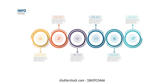 ilustración vectorial Plantilla de diseño infográfico con iconos y 6 opciones o pasos. Se puede usar para procesos, presentaciones, diseño, banner, gráfico de información.