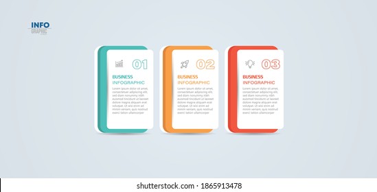 ilustración vectorial Plantilla de diseño infográfico con iconos y 3 opciones o pasos. Se puede usar para procesos, presentaciones, diseño, banner, gráfico de información.