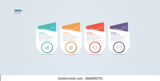 ilustración vectorial Plantilla de diseño infográfico con iconos y 4 opciones o pasos. Se puede usar para procesos, presentaciones, diseño, banner, gráfico de información.