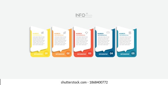 ilustración vectorial Plantilla de diseño infográfico con iconos y 5 opciones o pasos. Se puede usar para procesos, presentaciones, diseño, banner, gráfico de información.