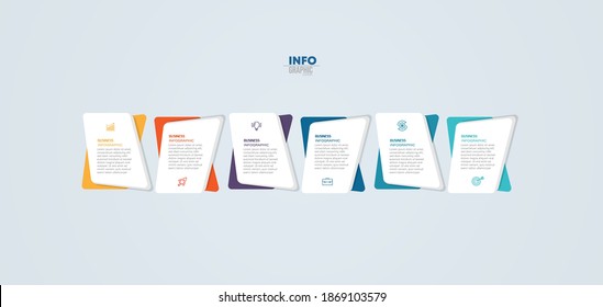 ilustración vectorial Plantilla de diseño infográfico con iconos y 6 opciones o pasos. Se puede usar para procesos, presentaciones, diseño, banner, gráfico de información.