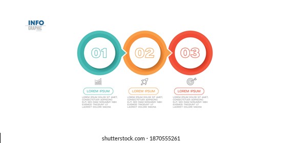 ilustración vectorial Plantilla de diseño infográfico con iconos y 3 opciones o pasos. Se puede usar para procesos, presentaciones, diseño, banner, gráfico de información.