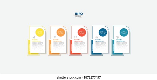 ilustración vectorial Plantilla de diseño infográfico con iconos y 5 opciones o pasos. Se puede usar para procesos, presentaciones, diseño, banner, gráfico de información.