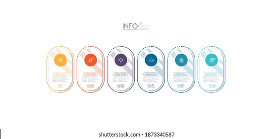 ilustración vectorial Plantilla de diseño infográfico con iconos y 6 opciones o pasos. Se puede usar para procesos, presentaciones, diseño, banner, gráfico de información.