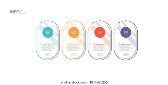 ilustración vectorial Plantilla de diseño infográfico con iconos y 4 opciones o pasos. Se puede usar para procesos, presentaciones, diseño, banner, gráfico de información.
