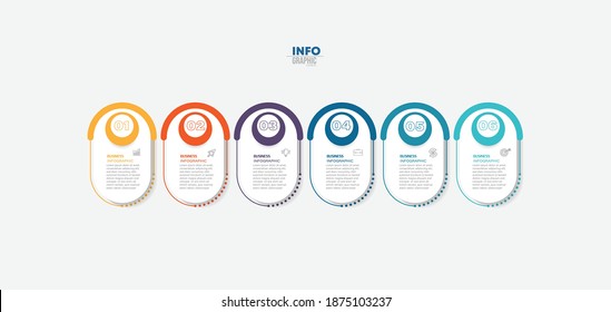ilustración vectorial Plantilla de diseño infográfico con iconos y 6 opciones o pasos. Se puede usar para procesos, presentaciones, diseño, banner, gráfico de información.