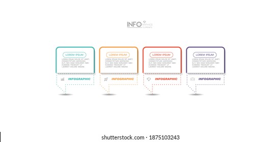 ilustración vectorial Plantilla de diseño infográfico con iconos y 4 opciones o pasos. Se puede usar para procesos, presentaciones, diseño, banner, gráfico de información.