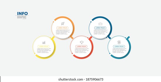 ilustración vectorial Plantilla de diseño infográfico con iconos y 5 opciones o pasos. Se puede usar para procesos, presentaciones, diseño, banner, gráfico de información.