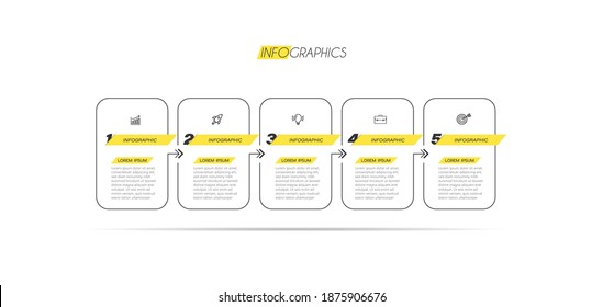 ilustración vectorial Plantilla de diseño infográfico con iconos y 5 opciones o pasos. Se puede usar para procesos, presentaciones, diseño, banner, gráfico de información.