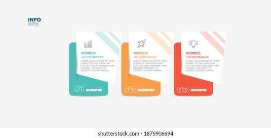 ilustración vectorial Plantilla de diseño infográfico con iconos y 3 opciones o pasos. Se puede usar para procesos, presentaciones, diseño, banner, gráfico de información.