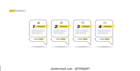 ilustración vectorial Plantilla de diseño infográfico con iconos y 4 opciones o pasos. Se puede usar para procesos, presentaciones, diseño, banner, gráfico de información.