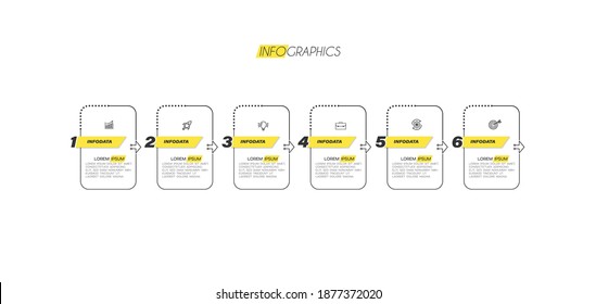 Vektorgrafik Infografische Design-Vorlage mit Symbolen und 6 Optionen oder Schritte. Kann für Prozess, Präsentationen, Layout, Banner, Infografik verwendet werden.