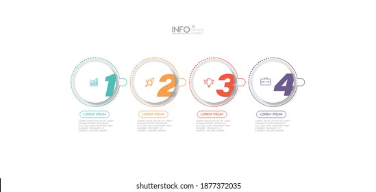 ilustración vectorial Plantilla de diseño infográfico con iconos y 4 opciones o pasos. Se puede usar para procesos, presentaciones, diseño, banner, gráfico de información.
