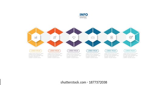ilustración vectorial Plantilla de diseño infográfico con iconos y 6 opciones o pasos. Se puede usar para procesos, presentaciones, diseño, banner, gráfico de información.