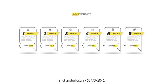 Vektorgrafik Infografische Design-Vorlage mit Symbolen und 6 Optionen oder Schritte. Kann für Prozess, Präsentationen, Layout, Banner, Infografik verwendet werden.