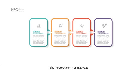 ilustración vectorial Plantilla de diseño infográfico con iconos y 4 opciones o pasos. Se puede usar para procesos, presentaciones, diseño, banner, gráfico de información.