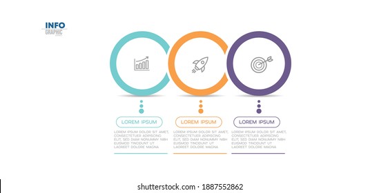 ilustración vectorial Plantilla de diseño infográfico con iconos y 3 opciones o pasos. Se puede usar para procesos, presentaciones, diseño, banner, gráfico de información.
