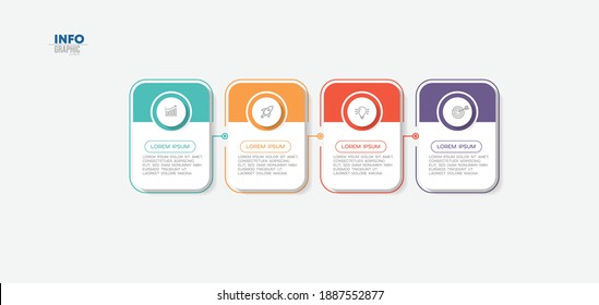 ilustración vectorial Plantilla de diseño infográfico con iconos y 4 opciones o pasos. Se puede usar para procesos, presentaciones, diseño, banner, gráfico de información.