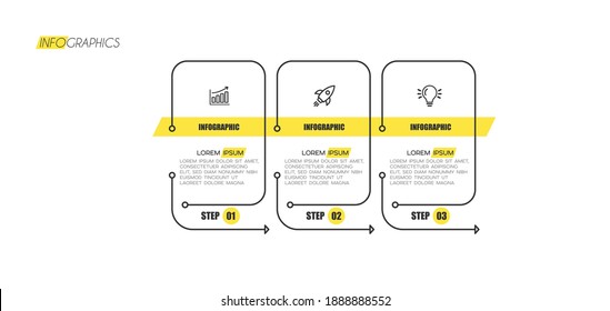 Vektorgrafik Infografische Design-Vorlage mit Symbolen und 3 Optionen oder Schritte. Kann für Prozess, Präsentationen, Layout, Banner, Infografik verwendet werden.