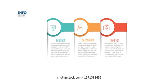 ilustración vectorial Plantilla de diseño infográfico con iconos y 3 opciones o pasos. Se puede usar para procesos, presentaciones, diseño, banner, gráfico de información.