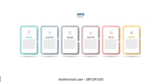 vector illustration Infographic design template with icons and 6 options or steps. Can be used for process, presentations, layout, banner,info graph.