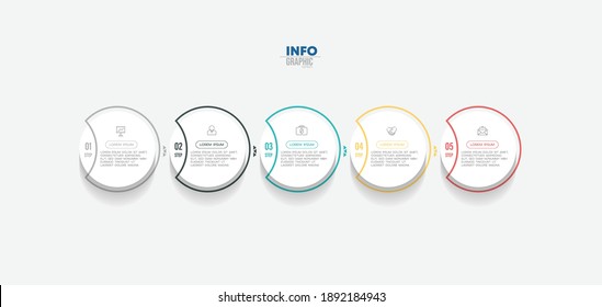 ilustración vectorial Plantilla de diseño infográfico con iconos y 5 opciones o pasos. Se puede usar para procesos, presentaciones, diseño, banner, gráfico de información.