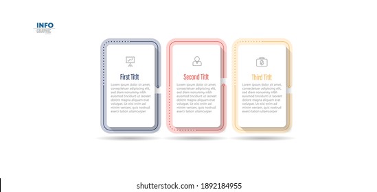 ilustración vectorial Plantilla de diseño infográfico con iconos y 3 opciones o pasos. Se puede usar para procesos, presentaciones, diseño, banner, gráfico de información.