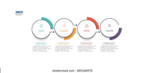 ilustración vectorial Plantilla de diseño infográfico con iconos y 4 opciones o pasos. Se puede usar para procesos, presentaciones, diseño, banner, gráfico de información.