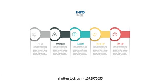 ilustración vectorial Plantilla de diseño infográfico con iconos y 5 opciones o pasos. Se puede usar para procesos, presentaciones, diseño, banner, gráfico de información.