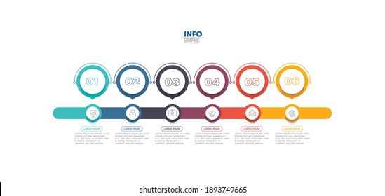 vector illustration Infographic design template with icons and 6 options or steps. Can be used for process, presentations, layout, banner,info graph.