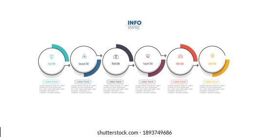 ilustración vectorial Plantilla de diseño infográfico con iconos y 6 opciones o pasos. Se puede usar para procesos, presentaciones, diseño, banner, gráfico de información.