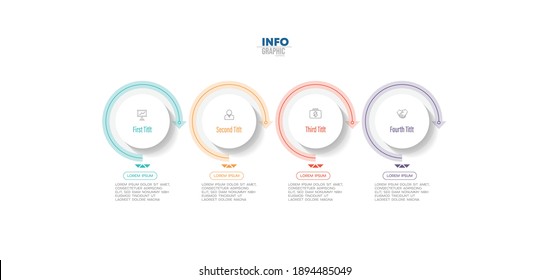 Vector Illustration Infographic Design Template With Icons And 4 Options Or Steps. Can Be Used For Process, Presentations, Layout, Banner,info Graph.
