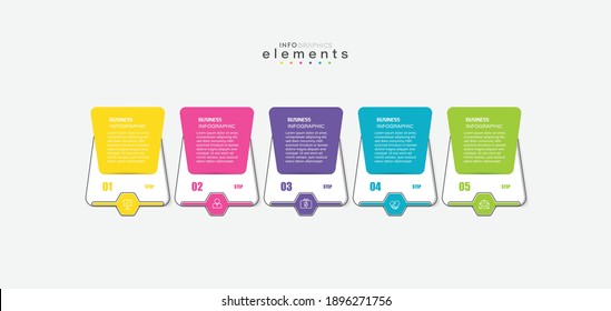 ilustración vectorial Plantilla de diseño infográfico con iconos y 5 opciones o pasos. Se puede usar para procesos, presentaciones, diseño, banner, gráfico de información.