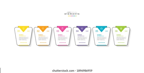 vector illustration Infographic design template with icons and 6 options or steps. Can be used for process, presentations, layout, banner,info graph.