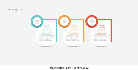 ilustración vectorial Plantilla de diseño infográfico con iconos y 3 opciones o pasos. Se puede usar para procesos, presentaciones, diseño, banner, gráfico de información.