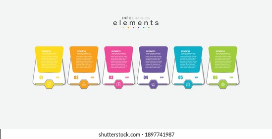 ilustración vectorial Plantilla de diseño infográfico con iconos y 6 opciones o pasos. Se puede usar para procesos, presentaciones, diseño, banner, gráfico de información.