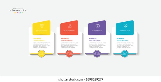 ilustración vectorial Plantilla de diseño infográfico con iconos y 4 opciones o pasos. Se puede usar para procesos, presentaciones, diseño, banner, gráfico de información.